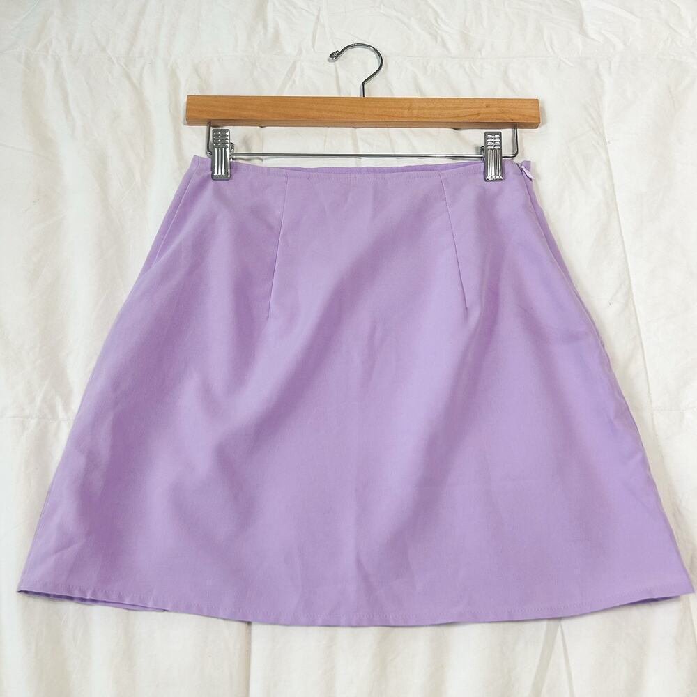 NWOT Shein Lilac Purple Mini Skirt Women’s Size Small Side Slit High Waist - Picture 5 of 7